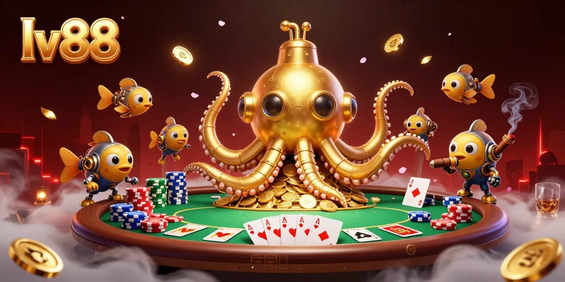 Win with lv88 by playing dynamic poker games amidst a golden kraken treasure