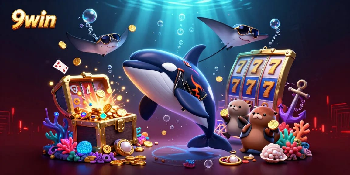Experience gaming excitement with 9win featuring a vibrant underwater casino scene.