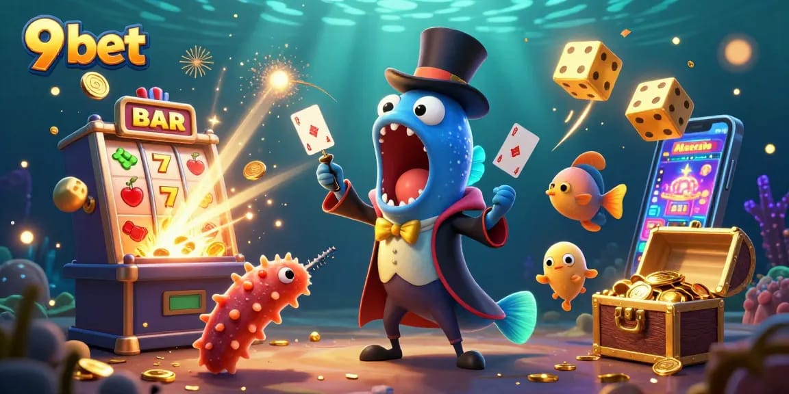 Experience the thrill of 9 bet with vibrant casino magic in this underwater scene.