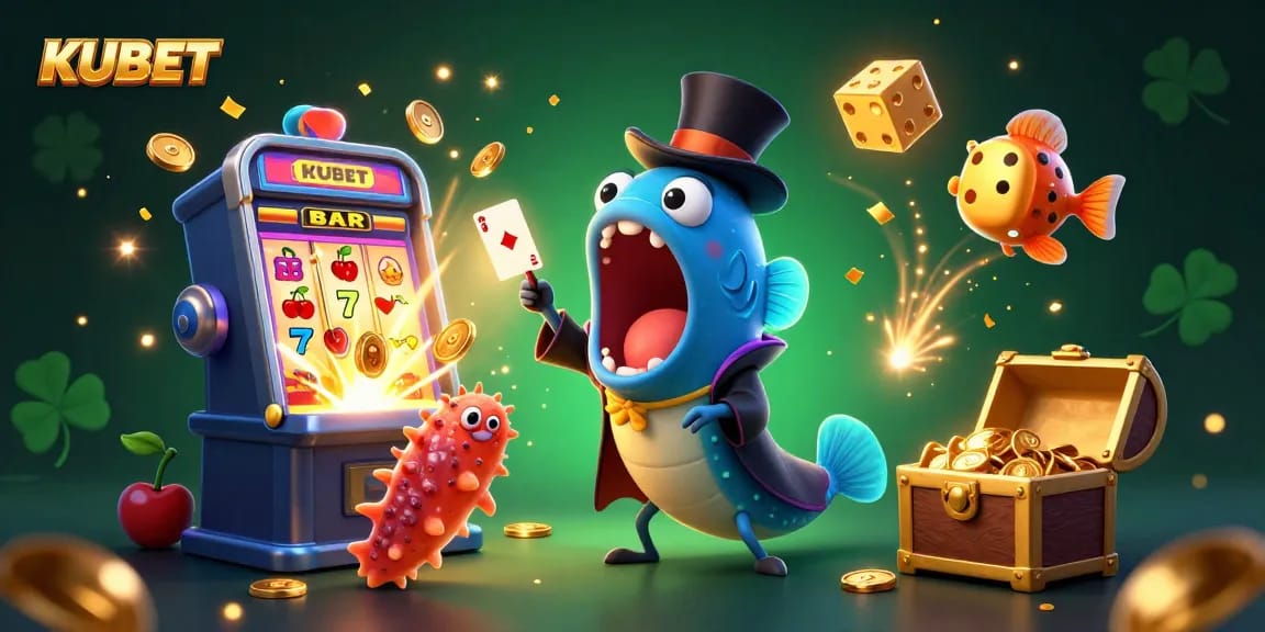 KUBET offers a thrilling casino experience with magic-themed 3D illustration featuring interactive games and jackpot excitement.