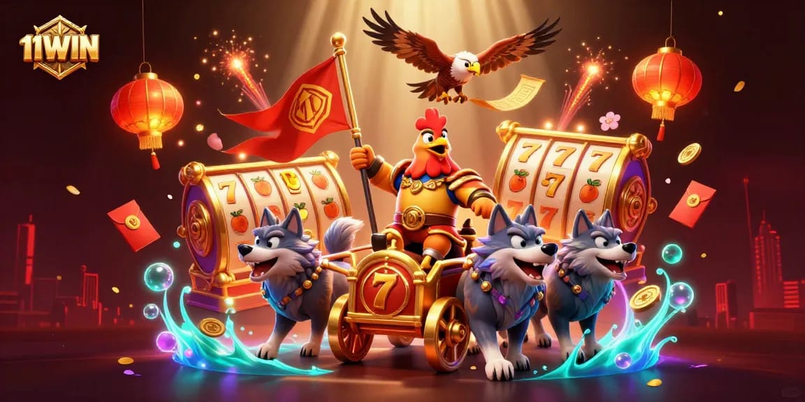 Experience thrilling gameplay at 11WIN with iconic jackpot reels and vibrant casino elements.