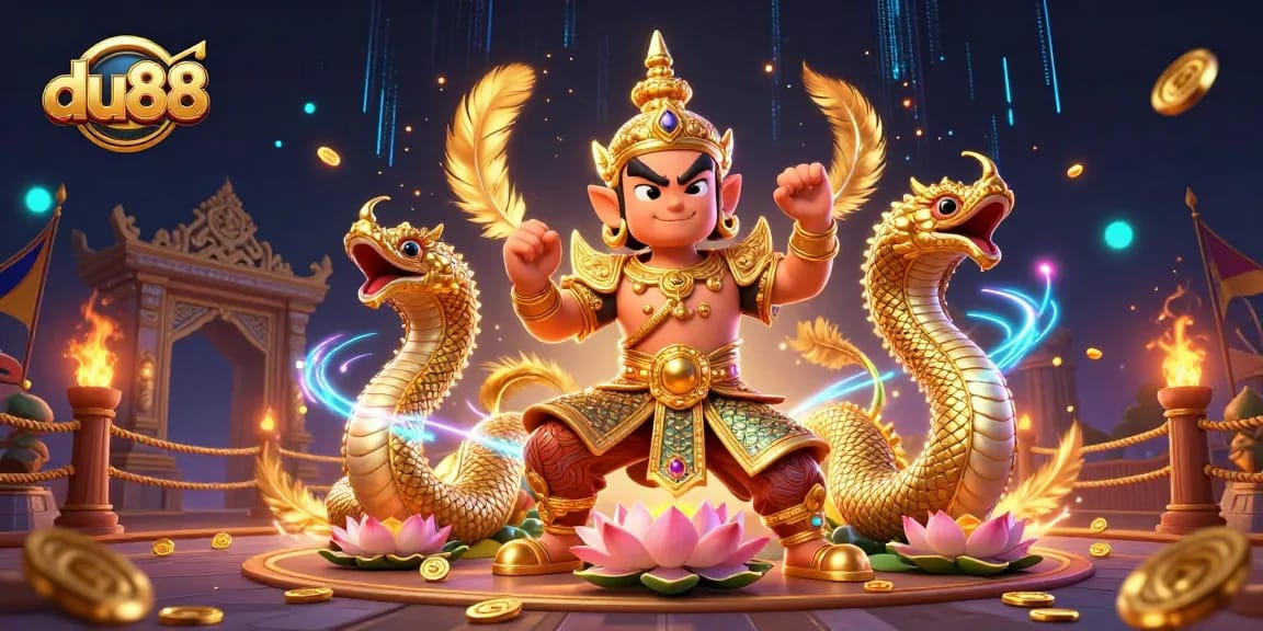 Join the excitement at du88 with a vibrant 3D casino scene featuring magical creatures and dynamic gaming elements.