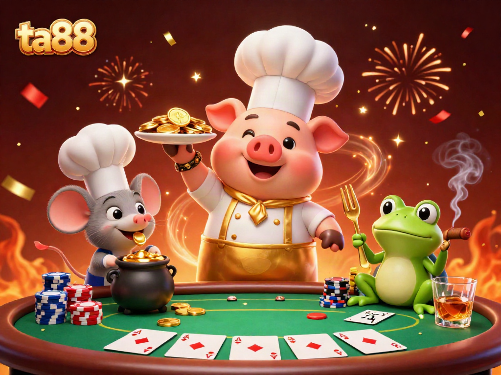 Engage with ta88's exciting gaming experience featuring vibrant characters and casino elements.