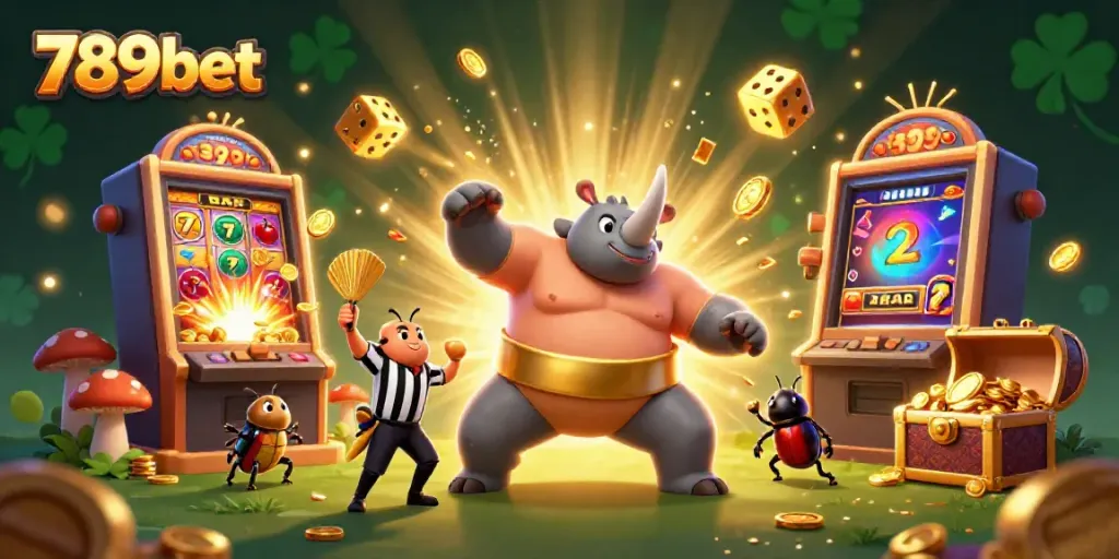 Experience thrilling slots action with 789bet's dynamic illustration showcasing the excitement of winning.
