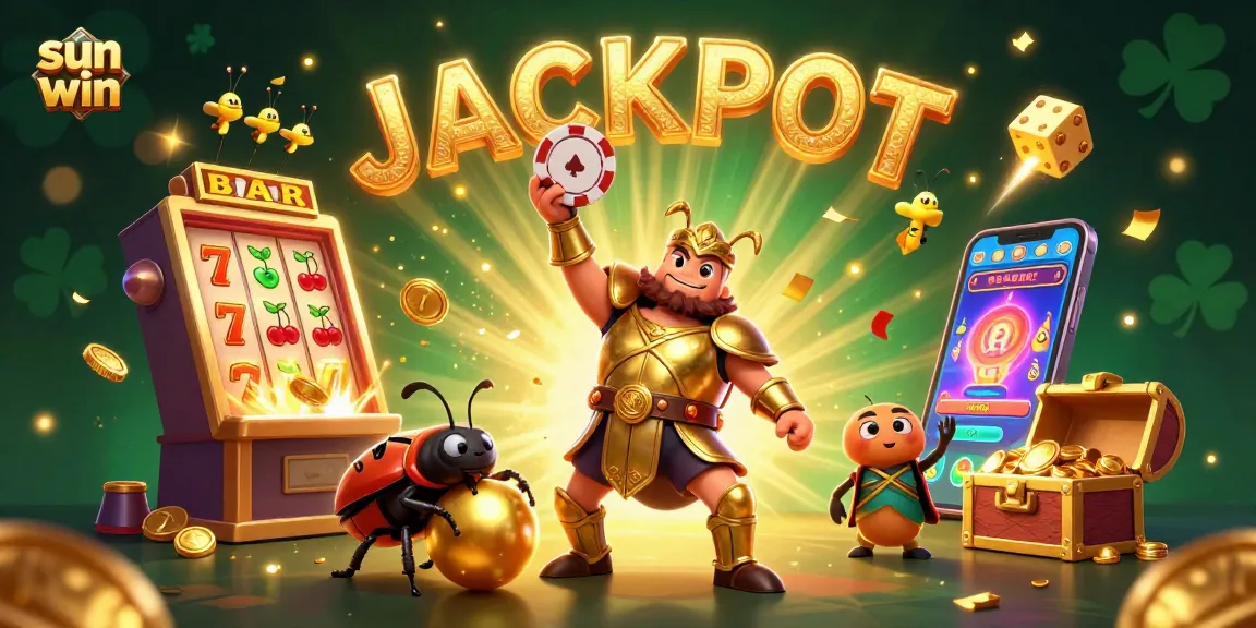 Experience the sun win jackpot excitement with vibrant casino characters and thrilling elements!
