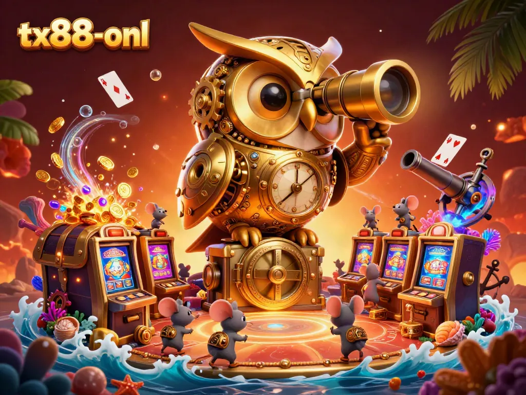 Experience the excitement of tx88-onl with a bustling casino scene featuring rich game elements.