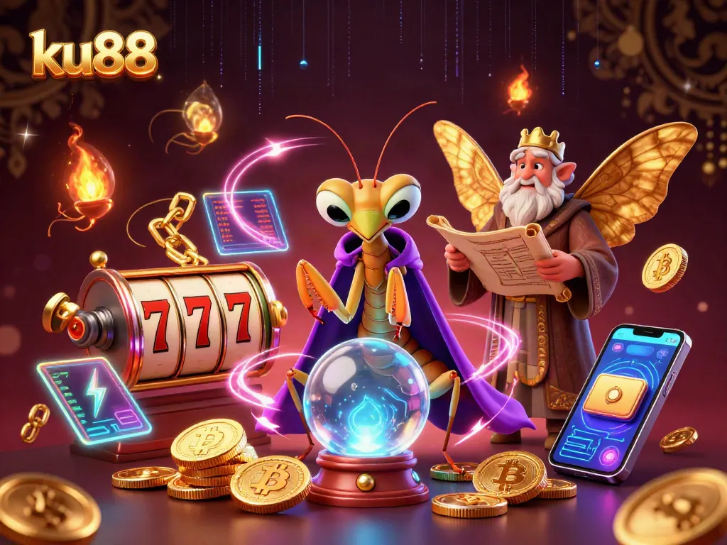 Engage with ku88 for thrilling slot experiences featuring vibrant 3D characters in a mystical casino setting.