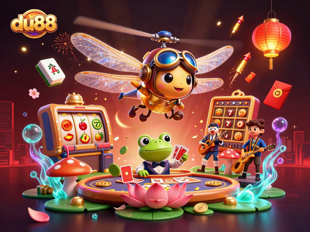 Experience thrilling gameplay at du88 with a dynamic casino scene featuring vivid characters and exciting elements.