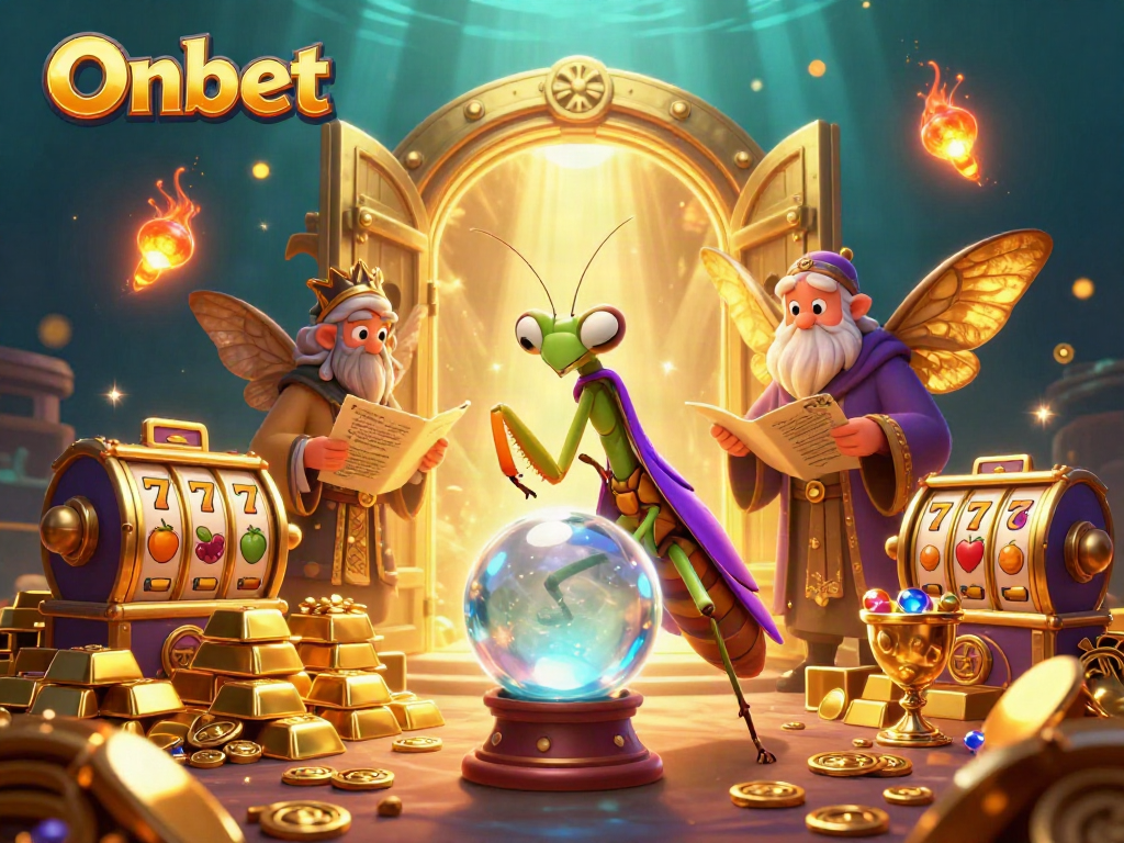 Players experience Onbet's exciting slot game adventure with whimsical fortune tellers and treasures.