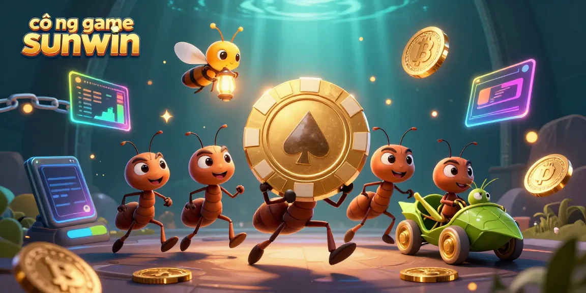 Experience thrilling action in cổng game sunwin with ants on a golden poker chip heist.